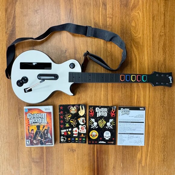 GUITAR HERO III 3 Nintendo Wii Legends Of Rock Bundle Game & Controller Box EUC - Picture 5 of 13